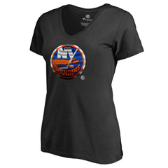 New York Islanders Women's Midnight Mascot V-Neck T-Shirt - Black - NHL