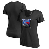 New York Rangers Women's Midnight Mascot V-Neck T-Shirt - Black - NHL