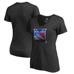 New York Rangers Women's Midnight Mascot V-Neck T-Shirt - Black - NHL