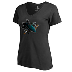 San Jose Sharks Women's Midnight Mascot V-Neck T-Shirt - Black - NHL