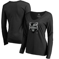Los Angeles Kings Women's Midnight Mascot Long Sleeve V-Neck T-Shirt - Black - NHL