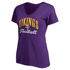 Minnesota Vikings Women's Victory Script V-Neck T-Shirt -Purple | NFL