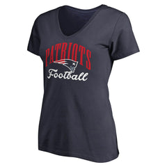 New England Patriots Women's Victory Script V-Neck T-Shirt Navy | NFL