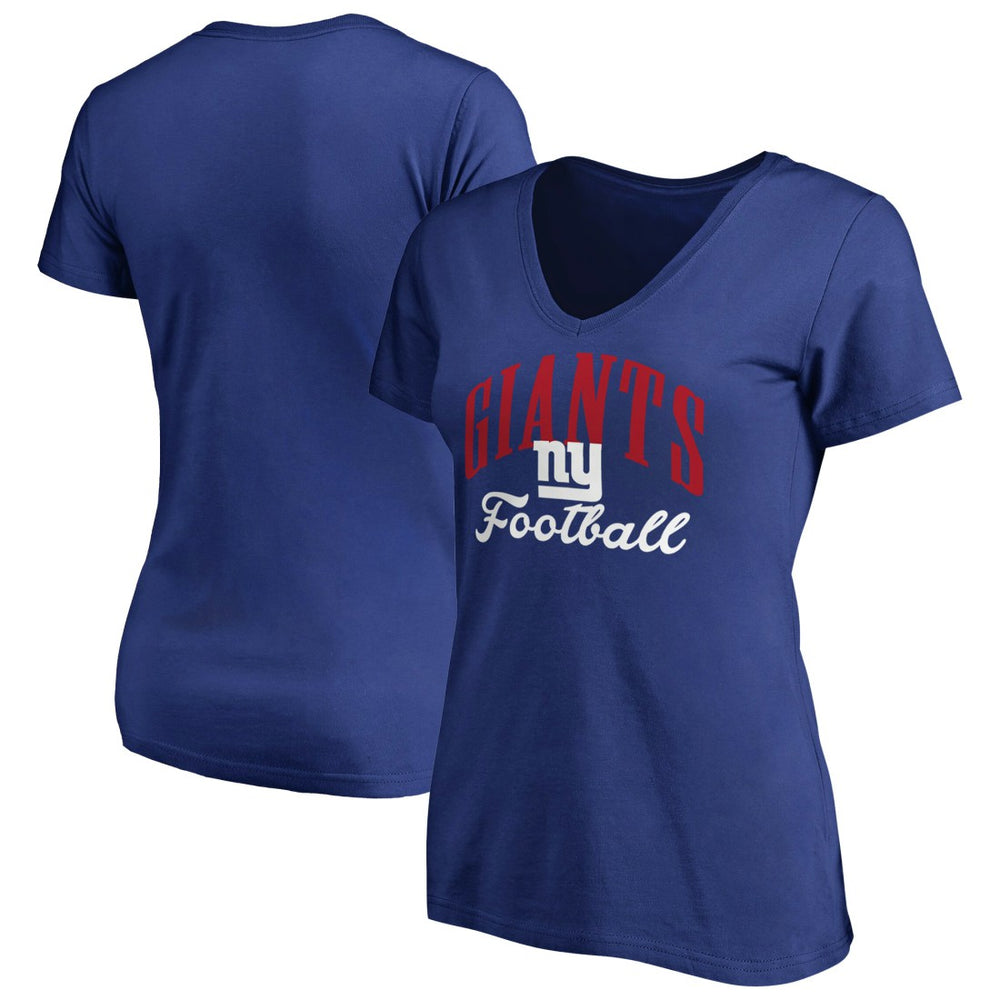 New York Giants Women's Victory Script V-Neck T-Shirt -Royal | NFL