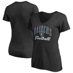 Las Vegas Raiders Women's Victory Script V-Neck T-Shirt -Black | NFL