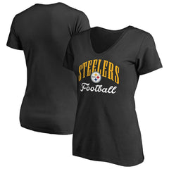 Pittsburgh Steelers Women's Victory Script V-Neck T-Shirt -Black | NFL