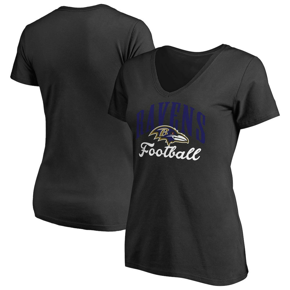 Baltimore Ravens Women's Victory Script V-Neck T-Shirt -Black | NFL
