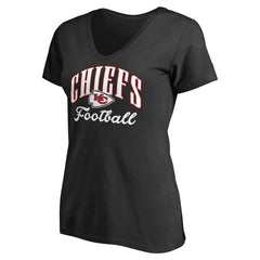Kansas City Chiefs Women's Victory Script V-Neck T-Shirt -Black | NFL