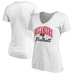 Tampa Bay Buccaneers Women's Victory Script V-Neck T-Shirt -White | NFL
