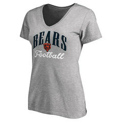 Chicago Bears Women's Victory Script V-Neck T-Shirt Heather Gray | NFL