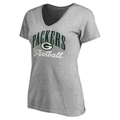 Green Bay Packers Women's Victory Script V-Neck T-Shirt Heather Gray | NFL