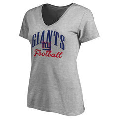 New York Giants Women's Victory Script V-Neck T-Shirt Heather Gray | NFL