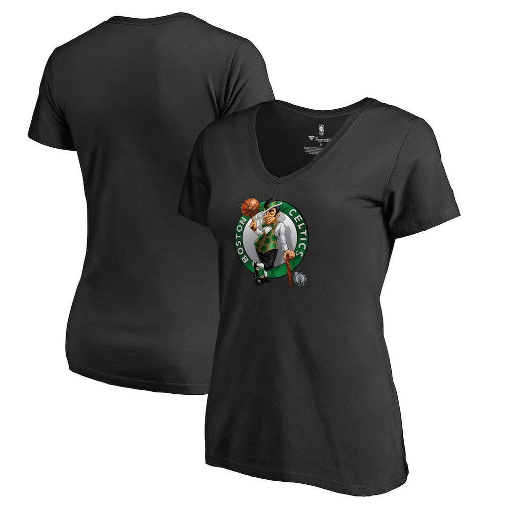 Boston Celtics Women's Midnight Mascot V-Neck T-Shirt Black - NBA