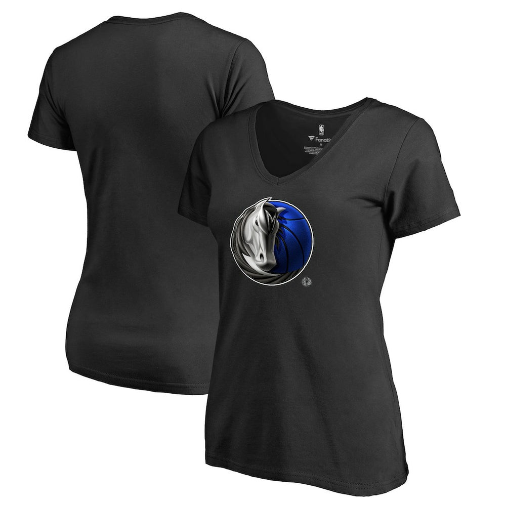 Dallas Mavericks Women's Midnight Mascot V-Neck T-Shirt Black - NBA