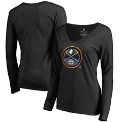 Denver Nuggets Women's Midnight Mascot Long Sleeve V-Neck T-Shirt Black - NBA