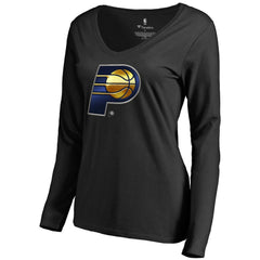 Indiana Pacers Women's Midnight Mascot Long Sleeve V-Neck T-Shirt Black - NBA