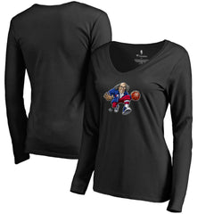 Philadelphia 76ers Women's Midnight Mascot Long Sleeve V-Neck T-Shirt Black - NBA
