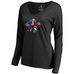 Philadelphia 76ers Women's Midnight Mascot Long Sleeve V-Neck T-Shirt Black - NBA