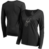 San Antonio Spurs Women's Midnight Mascot Long Sleeve V-Neck T-Shirt Black - NBA