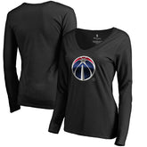 Washington Wizards Women's Midnight Mascot Long Sleeve V-Neck T-Shirt Black - NBA