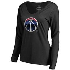 Washington Wizards Women's Midnight Mascot Long Sleeve V-Neck T-Shirt Black - NBA