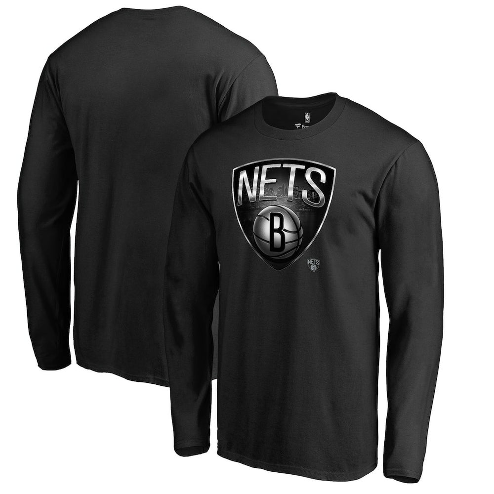 Brooklyn Nets Midnight Mascot Long Sleeve T-Shirt Black - NBA