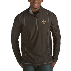New Orleans Saints Antigua Tempo Half-Zip Pullover Jacket Heather Black | NFL