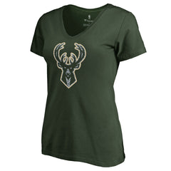 Milwaukee Bucks Women's Static Logo V-Neck T-Shirt Green - NBA
