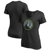 Minnesota Timberwolves Women's Static Logo V-Neck T-Shirt Black - NBA