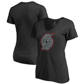 Portland Trail Blazers Women's Static Logo V-Neck T-Shirt Black - NBA