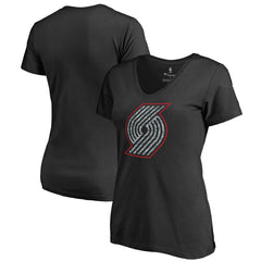 Portland Trail Blazers Women's Static Logo V-Neck T-Shirt Black - NBA