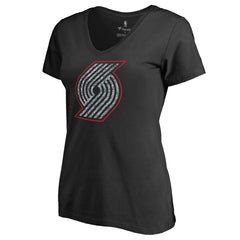 Portland Trail Blazers Women's Static Logo V-Neck T-Shirt Black - NBA