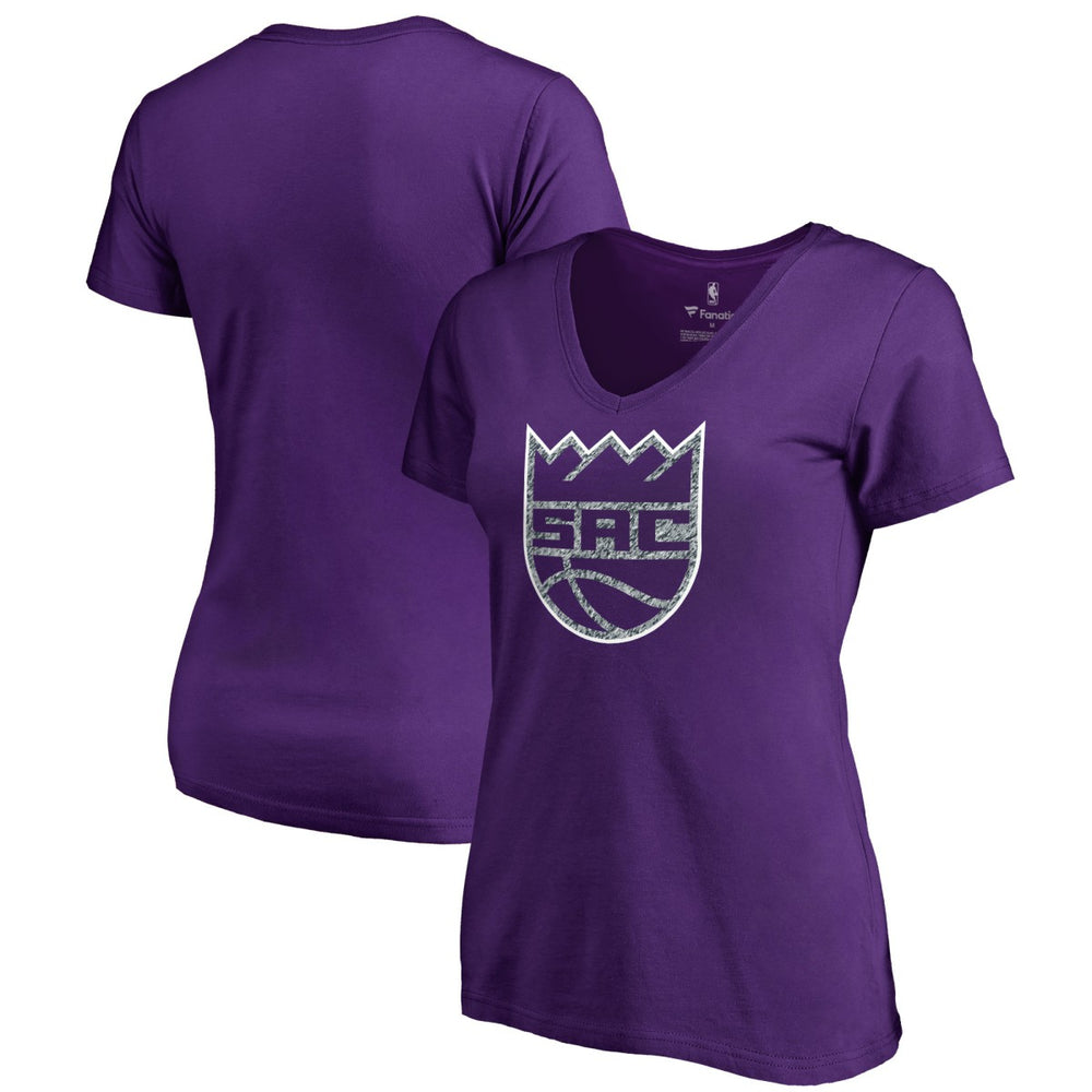Sacramento Kings Women's Static Logo V-Neck T-Shirt Purple - NBA