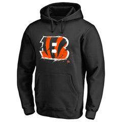 Cincinnati Bengals Splatter Logo Pullover Hoodie Black | NFL
