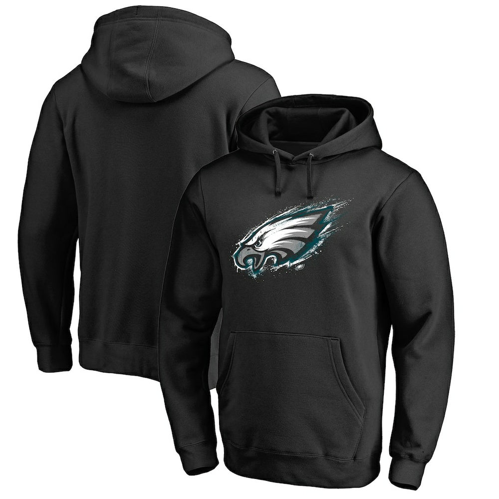 Philadelphia Eagles Splatter Logo Pullover Hoodie Black | NFL