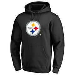 Pittsburgh Steelers Splatter Logo Pullover Hoodie Black | NFL
