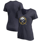 Buffalo Sabres Women's Splatter Logo V-Neck T-Shirt - Navy - NHL