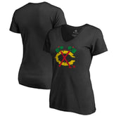 Chicago Blackhawks Women's Splatter Logo V-Neck T-Shirt - Black - NHL