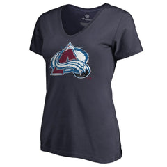 Colorado Avalanche Women's Splatter Logo V-Neck T-Shirt - Navy - NHL