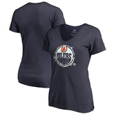 Edmonton Oilers Women's Splatter Logo V-Neck T-Shirt - Navy - NHL