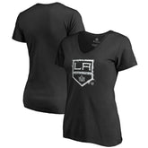 Los Angeles Kings Women's Splatter Logo V-Neck T-Shirt - Black - NHL