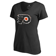 Philadelphia Flyers Women's Splatter Logo V-Neck T-Shirt - Black - NHL