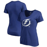 Tampa Bay Lightning Women's Splatter Logo V-Neck T-Shirt - Blue - NHL