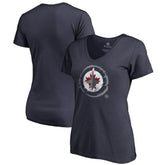 Winnipeg Jets Women's Splatter Logo V-Neck T-Shirt - Navy - NHL