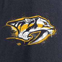 Nashville Predators Women's Splatter Logo V-Neck Long Sleeve T-Shirt - Navy - NHL