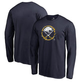 Buffalo Sabres Splatter Logo Long Sleeve T-Shirt - Navy - NHL