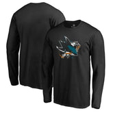 San Jose Sharks Splatter Logo Long Sleeve T-Shirt - Black - NHL