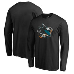 San Jose Sharks Splatter Logo Long Sleeve T-Shirt - Black - NHL