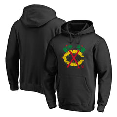 Chicago Blackhawks Splatter Logo Pullover Hoodie - Black - NHL