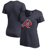 Atlanta Braves Women's Splatter Logo V-Neck T-Shirt - MLB